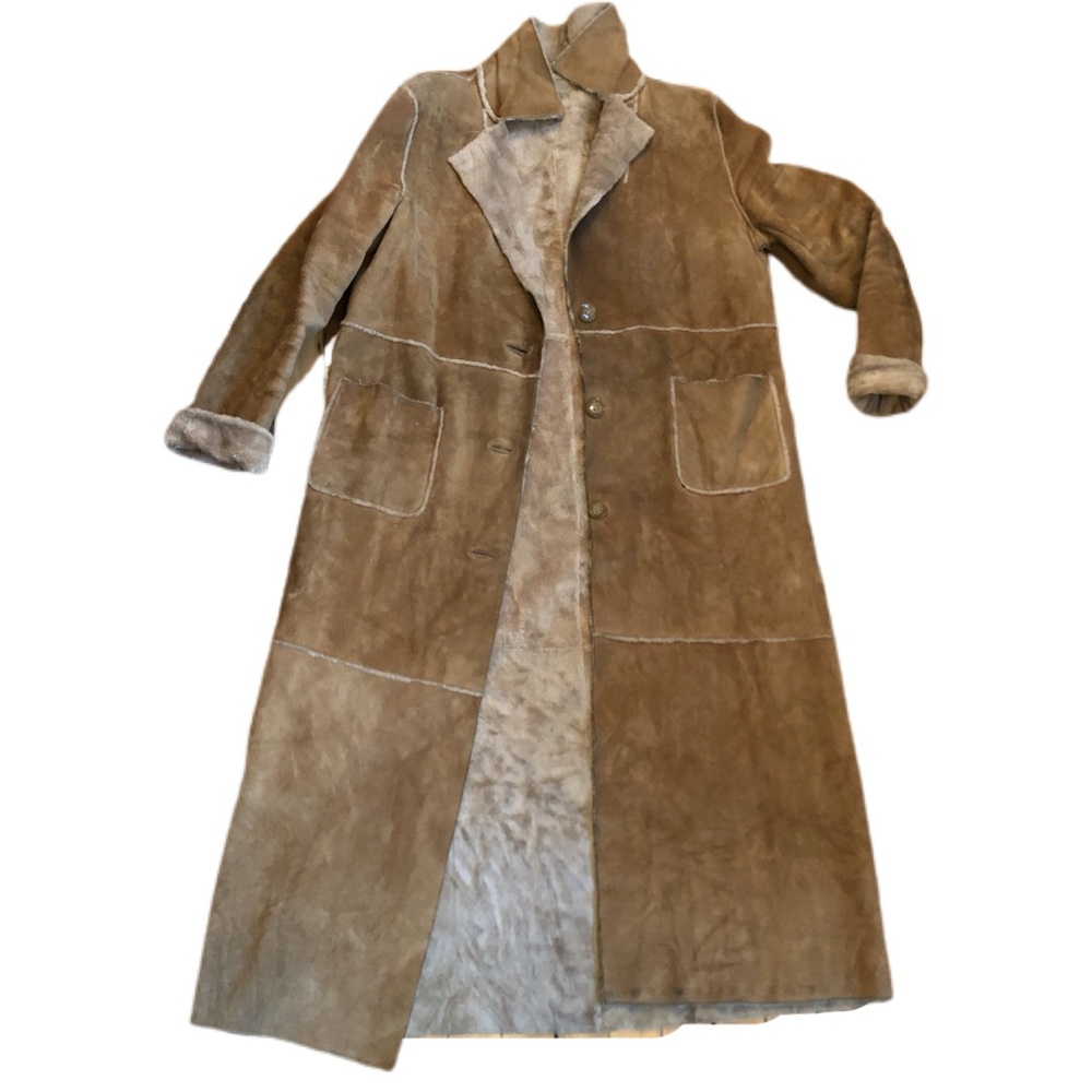 Women's Long Shearling Coat - Tan